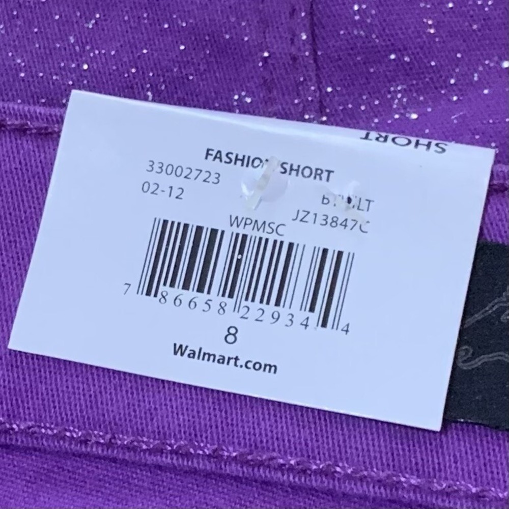 Jordache Girls Glitter Cutoff Short 8 New with Tags Bright Violet Frayed Sweet - Picture 3 of 10